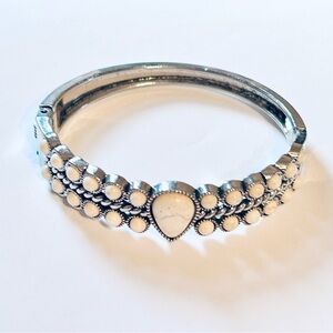 Elegant Silver and Cream Women's Bracelet
